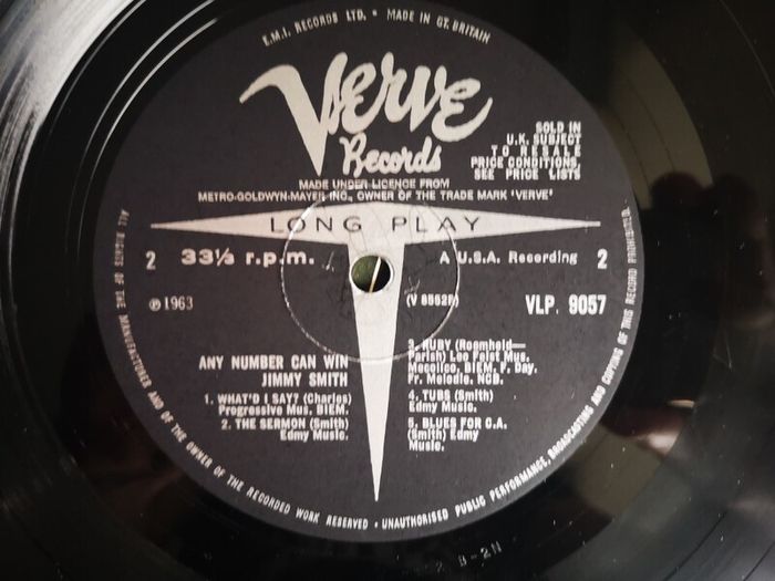 Jimmy Smith - Any Number Can Win UK Verve Mono LP