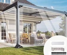 Transparent Tarpaulin, 420 g/m Pvc Clear Tarpaulin Waterproof Heavy Duty Clear Pvc Tarp With Eyelets Gazebo Side Panels Tear With Cable Ties, Elastic Ropes, Ties3by3m