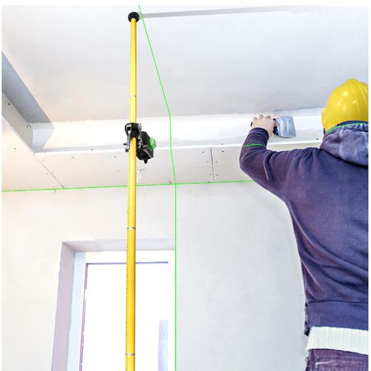 12 Ft./3.7m Laser Level Tripod Telescoping Pole with 1/4-Inch by 20-Inch Laser Mount for Rotary Included Rod & 5/8"-11 Adapter