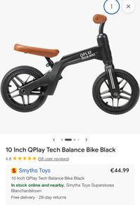 10 Inch QPlay Tech Balance Bike Black