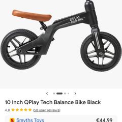 10 Inch QPlay Tech Balance Bike Black