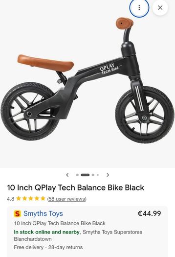 10 Inch QPlay Tech Balance Bike Black