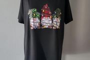 Black Xmas t-shirt with gnomes, Size 0XL / UK16, Brand new