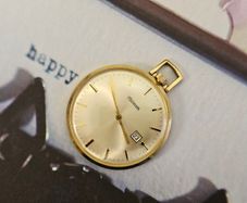 Vintage Mechanical Wind up Pocket Watch Gold Plated 1960s