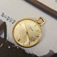 Vintage Mechanical Wind up Pocket Watch Gold Plated 1960s