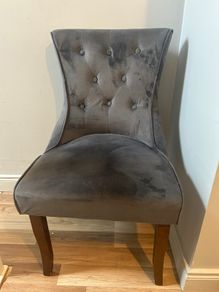 Grey velvet dining chairs x 2