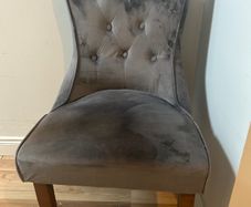 Grey velvet dining chairs x 2