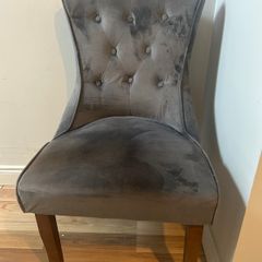 Grey velvet dining chairs x 2