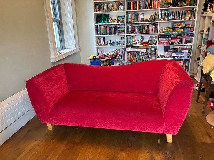 Red 'wave' 3-seater sofa from The Sofa Factory