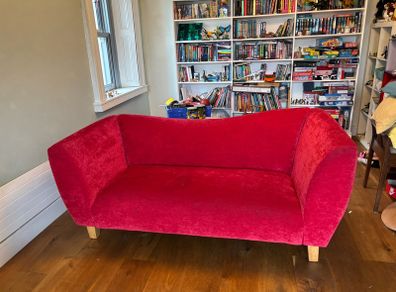 Red 'wave' 3-seater sofa from The Sofa Factory