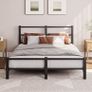 16cm Low Profile Double Bed Frame with Headboard, 4ft6 Metal Sturdy Steel Slat Support, Noise-Free 135x190cm Platform Mattress Base, No Box Spring Needed, Black Image 7