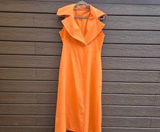 Stunning Orange Sleeveless Blazer Trench Midi Dress, size 14