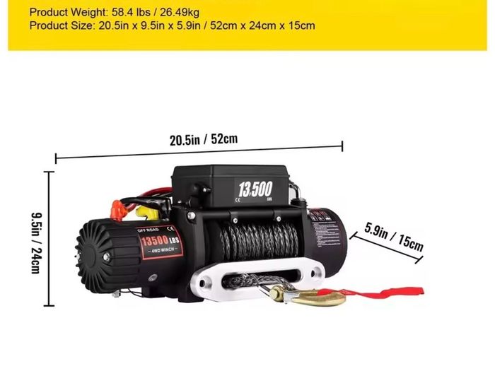 New winch recovery trailer 6 tone 13500 LBS  Wired Car Winch for ATV/UTV SUV Truck Towing Off-Road