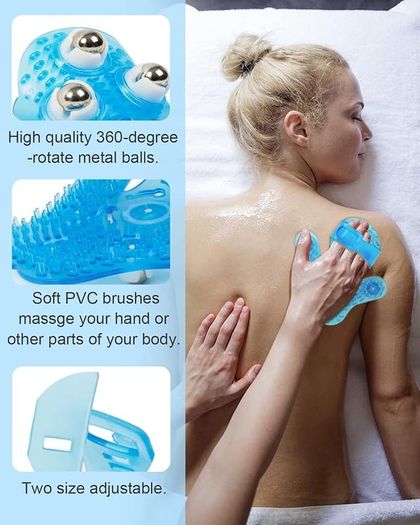 Palm-shaped manual massage glove with roller balls