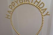 Brand new Gold beaded Happy Birthday celebration headband