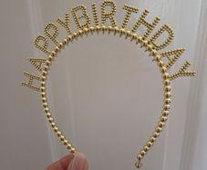 Brand new Gold beaded Happy Birthday celebration headband