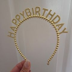 Brand new Gold beaded Happy Birthday celebration headband
