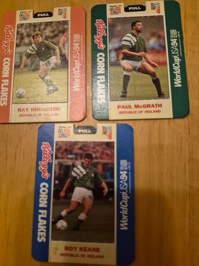 Republic of Ireland Kelloggs USA 94 Player Cards, Roy Keane,  Paul McGrath, Ray Houghton