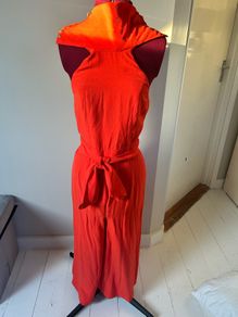 River Island Orange halter neck backless jumpsuit with belt