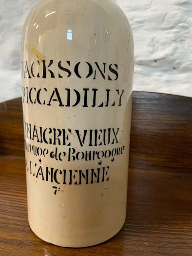 Vintage French Vinegar Stoneware Bornier Bottle.