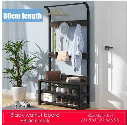 BRAND NEW Coat Rack Shoes Rack Clothes Hanger Bedroom Living Room Furniture Floor Standing Wardrobe Clothes Metal Iron Hanging Shelf BLACK