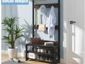 BRAND NEW Coat Rack Shoes Rack Clothes Hanger Bedroom Living Room Furniture Floor Standing Wardrobe Clothes Metal Iron Hanging Shelf BLACK