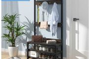 BRAND NEW Coat Rack Shoes Rack Clothes Hanger Bedroom Living Room Furniture Floor Standing Wardrobe Clothes Metal Iron Hanging Shelf BLACK