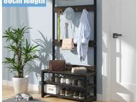 main image for ad BRAND NEW Coat Rack Shoes Rack Clothes Hanger Bedroom Living Room Furniture Floor Standing Wardrobe Clothes Metal Iron Hanging Shelf BLACK