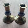 Pair of Brass and Painted Porcelain candlesticks Image 9