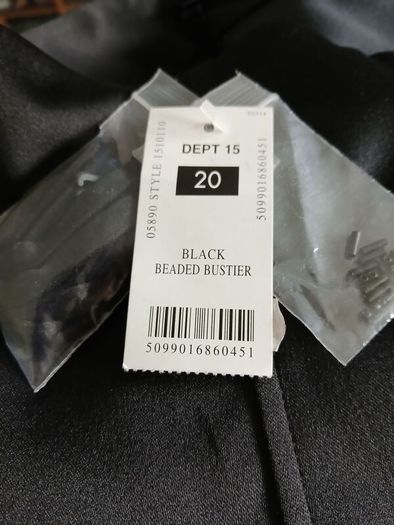 New Black beaded bustier top size 20