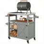 Garden serving cart rolling barbecue cart with stainless steel top 107x49.5x92.5cm Gray Image 2