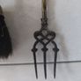 Antique French fireplace set 1950s features handles with various figures with animal finials Image 6