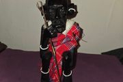 Carved African Old Maasai Man Statue