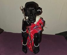 Carved African Old Maasai Man Statue