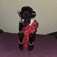 Carved African Old Maasai Man Statue