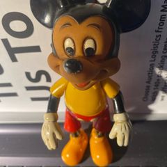 a vintage 1970s Walt Disney Productions hard plastic/vinyl jointed Mickey Mouse figure (made in Hong Kong)