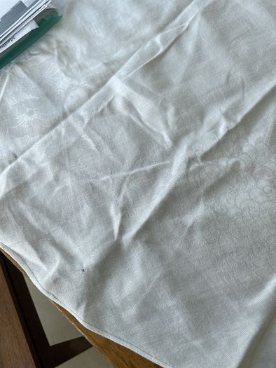 Vintage linen oval tablecloth