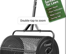 24" Compost Spreader Roller 70L Lawn Garden Spreader, Heavy Duty Steel Mesh Drum for Top Soil, Sand, Manure & Fertiliser, Compost Spreader for Lawn & Soil Spreader Tool
