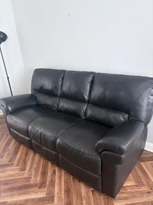 100% Italian Leather Black Sofa