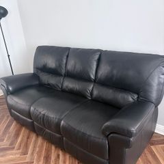 100% Italian Leather Black Sofa