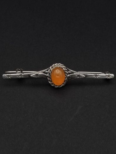 Vintage Carnelian Silver Bar Brooch