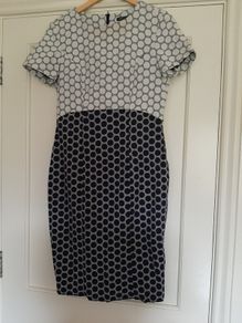 M & S Black White Dress Size 14