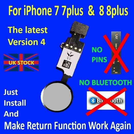 For iPhone 7 8 Plus Home Button Function Restore YF 4th Gen Flex No Bluetooth White - FHT06IPHB