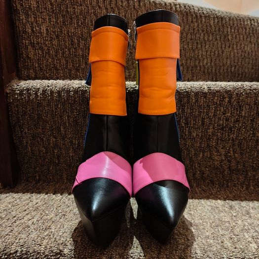Funky Colourful Ankle heel boots, size 6