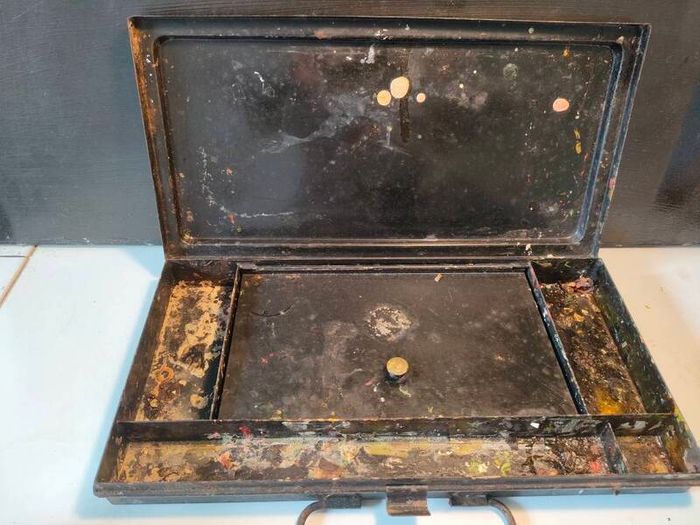 2 x Art Nouveau Japaned Metal Paint Boxes( Reeves of London)