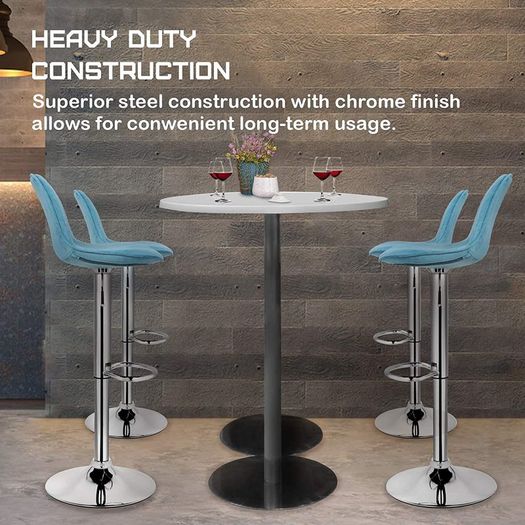 Set of 2 Height-Adjustable Bar Stools Velvet - Free Delivery Nationwide