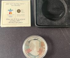 2007/2010 Canada Vancouver Winter Olympics 25 Dollar Sterling Silver Coin, With Box and Sheet. 27.78g .925