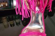 Karen Millen Pink Suede Tassel Leather Heels size 6