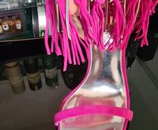 Karen Millen Pink Suede Tassel Leather Heels size 6