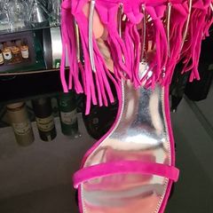 Karen Millen Pink Suede Tassel Leather Heels size 6